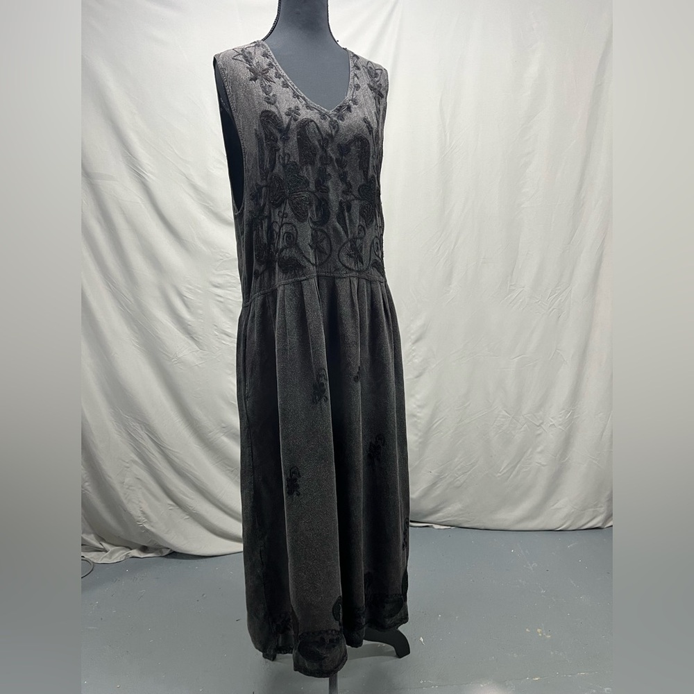 Sacred Threads Charcoal Gray Midi Dress